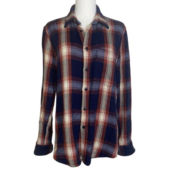 Mother The Frenchie Red Plaid Shirt Size Medium Button Up 100% Cotton Women - Picture 1 of 8